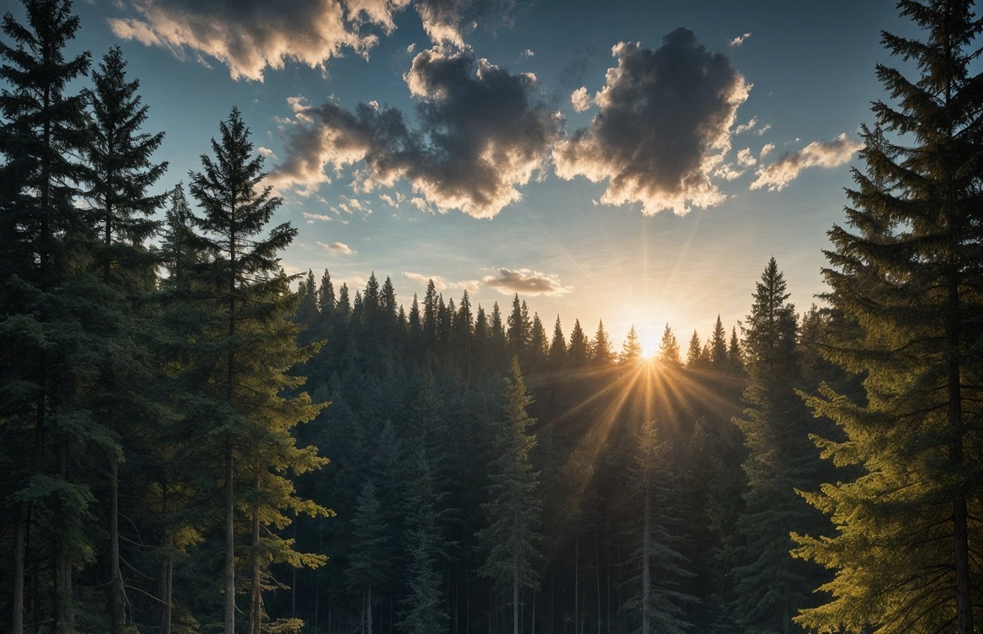 Alabama forest landscape at sunset